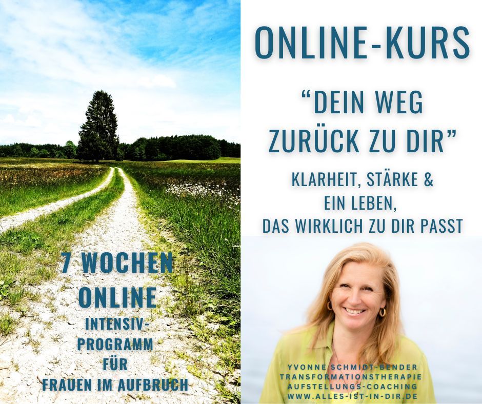 Yvonne Schmidt-Bender Flyer - Online-Kurs "Dein Weg zurück zu dir" - Vorderseite