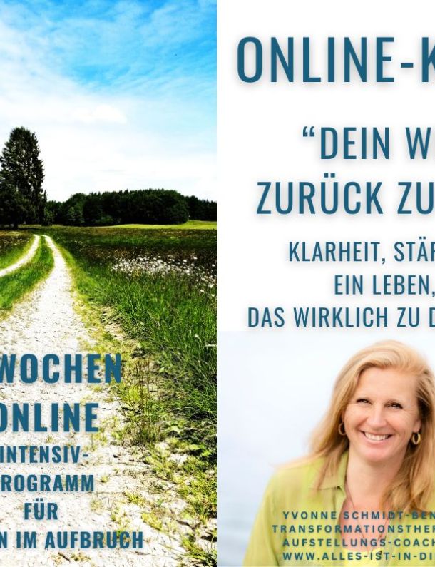 Yvonne Schmidt-Bender Flyer - Online-Kurs "Dein Weg zurück zu dir" - Vorderseite